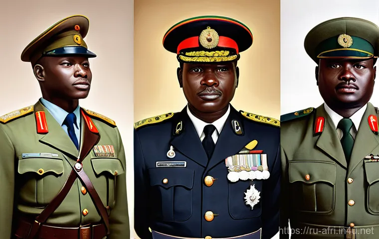 중앙아프리카 공화국 안드레 콜링바 생애 - **Prompt:** A dynamic, multi-panel portrait sequence depicting André Kolingba's ascent through milit...