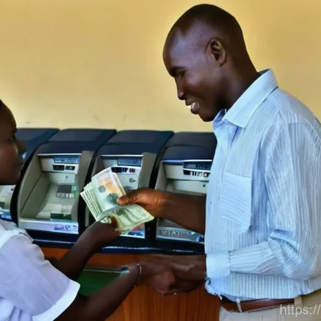 중앙아프리카 공화국 환전 및 통화 정보 - **Prompt 1: Currency Exchange at a Bank in Bangui**
A realistic photograph of a Caucasian female...
