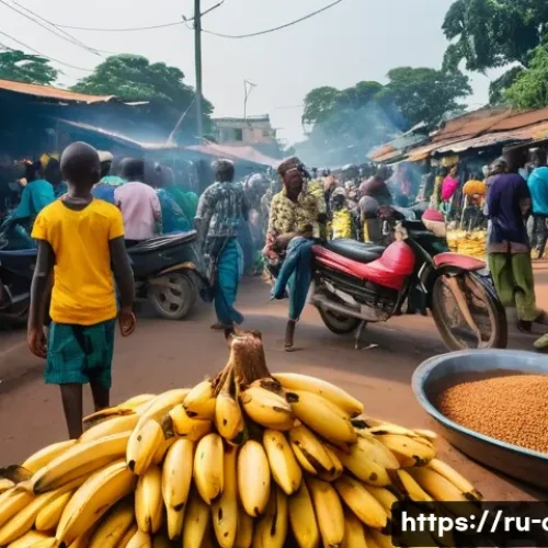 Home 9 중앙아프리카 공화국 여행비용 - **Prompt:** A vibrant, wide-angle shot capturing the bustling atmosphere of Marché Central in Bangui...