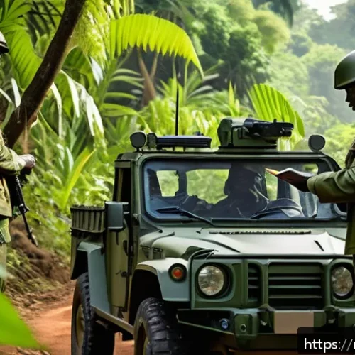 Home 30 중앙아프리카 공화국 프랑스와의 관계 - A vibrant scene depicting French and Central African Republic (CAR) military cooperation: French sol...